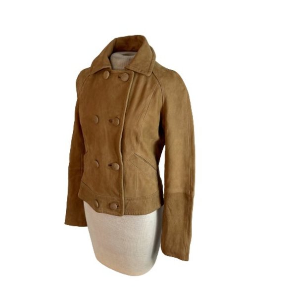 Fossil Jackets & Blazers - Fossil Womens Leather Double Breasted Jacket Brown